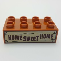 Lego Duplo Mater&#39;s Shed 10856 2x4 Dark Orange Brick Home Sweet Home Sign Pattern - £2.00 GBP