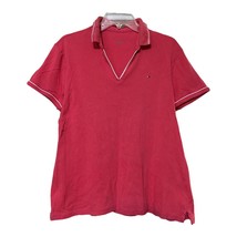 Tommy Hilfiger Womens Salmon Buttonless Short Sleeve V-Neck Polo Size XL - £7.85 GBP