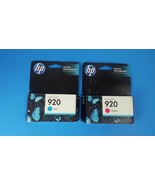Set of 2 HP 920 Ink Cartridges 1 Cyan CH634AN 1 Magenta CH635AN New Sealed - £9.61 GBP