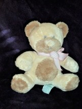 13&quot; SOFT BABIES RATTLE BEAR &#39;TAFFEY&#39; FROM RUSS WITH PINK BOW Cream/Tan/B... - $24.74