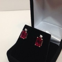 925 Argento Sterling Naturale Handmade 8 CT Rosso Rubino Pietra Antico Orecchini - £28.98 GBP