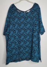 Catherines Womens Blue Floral Layered Lace Blouse Top Shirt Plus Size 3X... - £22.85 GBP