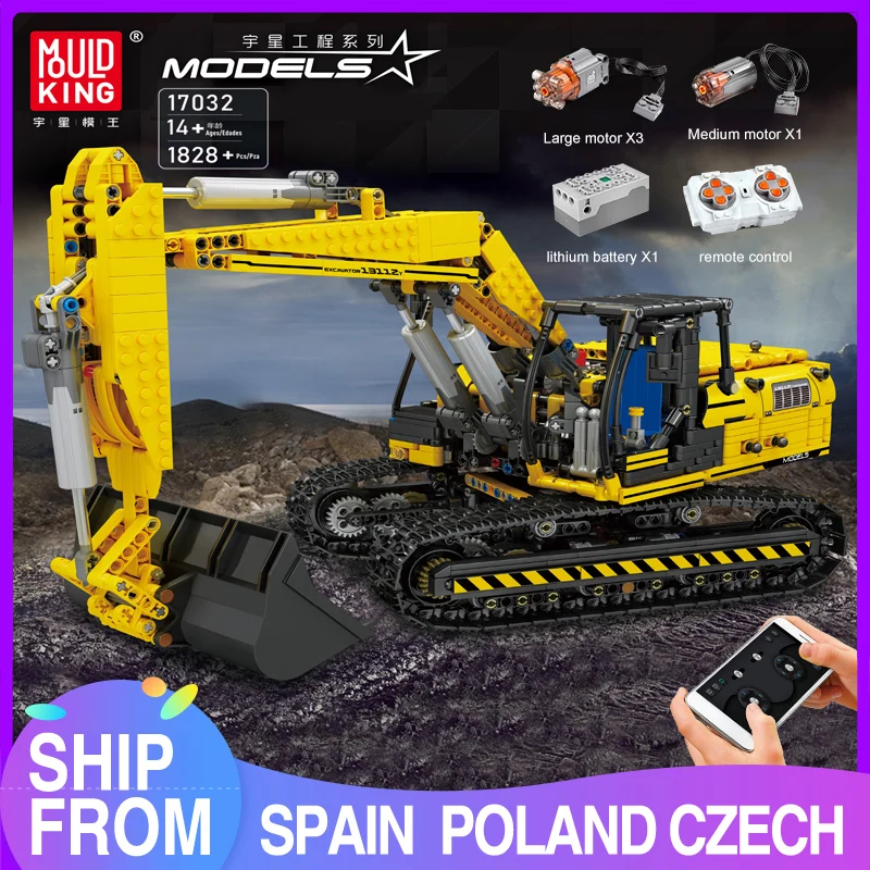 MOULD KING 17032 Technical Car Building Kits RC Excavator Crawler Truck Model - £181.31 GBP