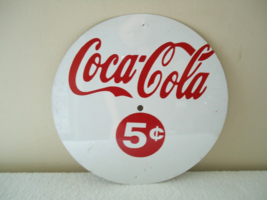 Round White Coca Cola Aluminum Sign With Red Lettering &quot; Great Collectib... - £19.42 GBP