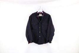 Vintage 60s Streetwear Boys 16 Thrashed Wool CPO Button Shirt Jacket Blu... - £35.57 GBP