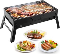 Small Foldable Portable Charcoal Grill For Outdoor Cooking, Camping, And... - £31.15 GBP