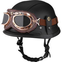 Motorcycle Half Helmet Retro German Handmade Leather Half Face Quick Release Buc - £160.89 GBP