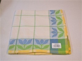 (4) Cotton Park Cottage Napkins Large Tulip Floral Check 18&quot; X 18&quot; New Home - £15.41 GBP