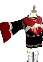 VTG 70s  Currants Jeri Jo  Knit Acrylic Sweater Angel Sleeves Made in Korea S/M - $106.03