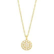 0.15 Ct Round Moissanite Circle Pendant Chain in 14K Yellow Gold Plated Silver - $75.29