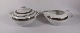 Vintage Harmony House Candleglow Creamer &amp; Sugar Bowl Platinum Band - £6.76 GBP