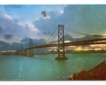San Francisco Oakland Bay Pont À Crépuscule California Ca Chrome Postale... - $3.02