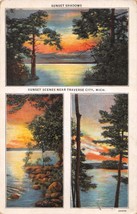 Traverse City Mi Sunset Shadows~Scenes~Hopkins Camera Postcard 1936 Psmk Horton - £4.21 GBP