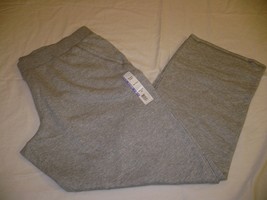 Time &amp; Tru Fleece Open Leg Pants Lt Gray XXL (20) Mid Rise Front Pockets - £11.40 GBP