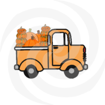 Pumpkins with Truck 4a-Digital Clipart-Gift Cards-Gift Tag-T shirt-Scrap... - £0.98 GBP