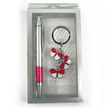 Lovely Pink Butterfly Gift Set - Pen with Crystals &amp; Ring Keyring in Gif... - $7.98