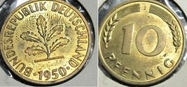 GERMANY 10 PFENNIG 1950-J - $3.00