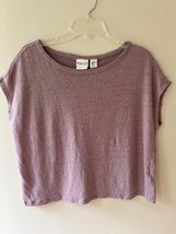 Rachel Zoe Sz L Maeve Linen Cropped Top Stretch Blouse Relaxed Fit - $10.81