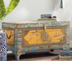 Anthropologie Horchow Stunning Coffee Table Trunk Moroccan Eclectic Boho NEW - £638.68 GBP