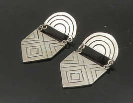 MEXICO 925 Silver - Vintage Shiny Etched Pattern Dangle Earrings - EG10256 - £64.44 GBP
