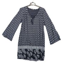 Indulge Navy White Paisley Midi Shift Dress Plus Size 2X Tassel Flare Sl... - $20.00