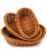 Nesting Wicker Baskets Woven Kitchen for Home Decor Serving Food Oval 3 Piece