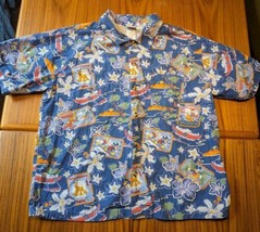 NEW Mickey Mouse Hawaiian Shirt, Mens Large Disney Cast Button Up Donald Goofy - £22.93 GBP