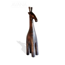 Hand Carved Teak Wood Contemporary Decor African Floor Sculpture Stylized Gold-B - £280.69 GBP