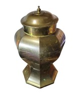 Large Vtg Brass Lidded Urn Temple Vessel 17” Patina Made in Hong Kong - $35.00