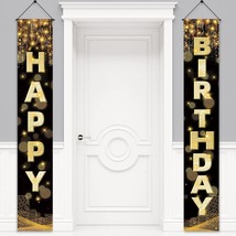 Happy Birthday Decorations Banner For Men Women Boys Girls, Black Gold Birthday  - $16.99