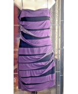 City Studio Women Min Cocktail Sequins Dress Purple &amp; Black Sz L Stretch - $17.77