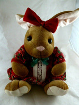 Christmas Velveteen Rabbit Plush Red Dress Vintage 1995 Commonwealth 10&quot;... - £11.60 GBP