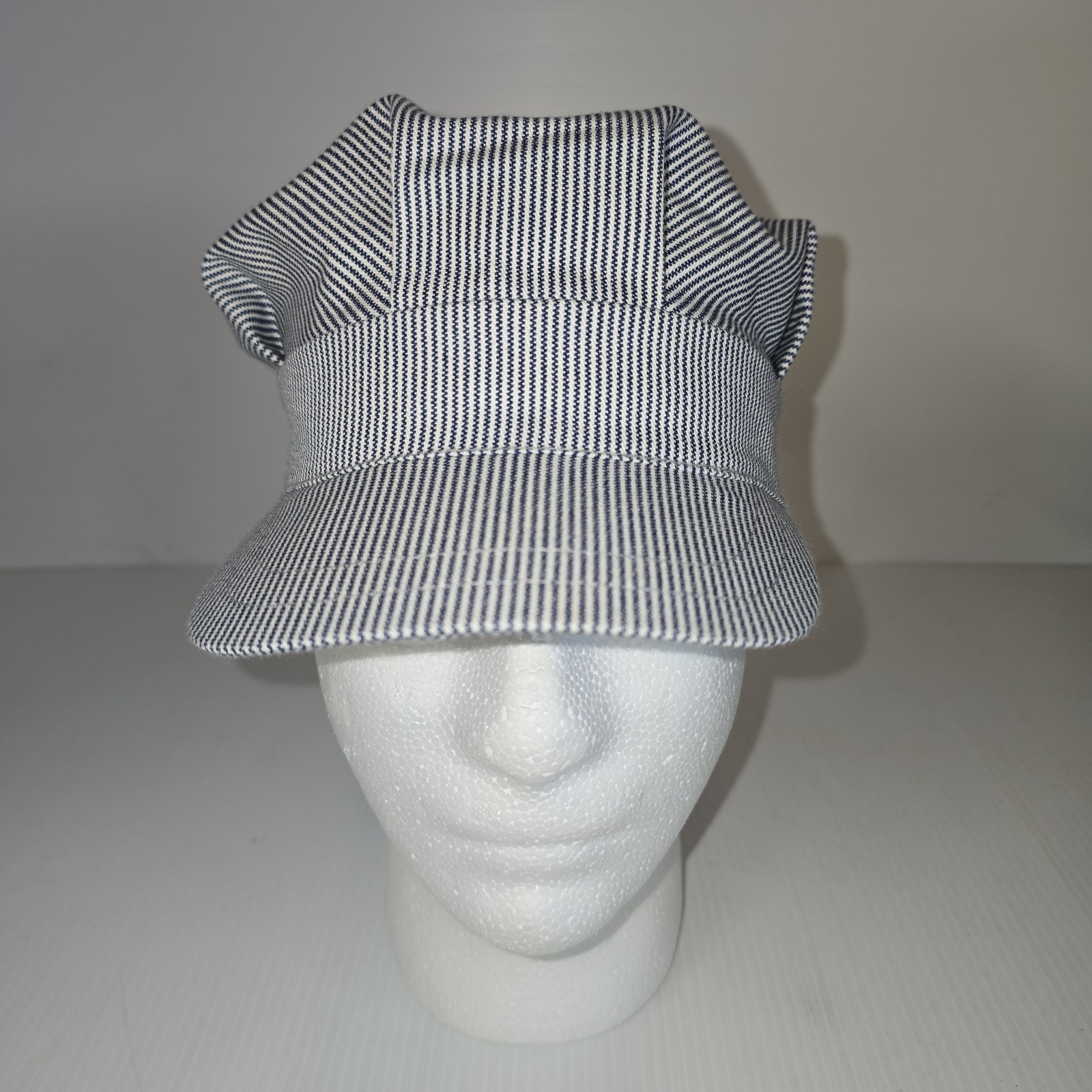 Railroad Train Conductor Blue &amp; White Stripe J Hats Unisex Child Size Me... - $8.99