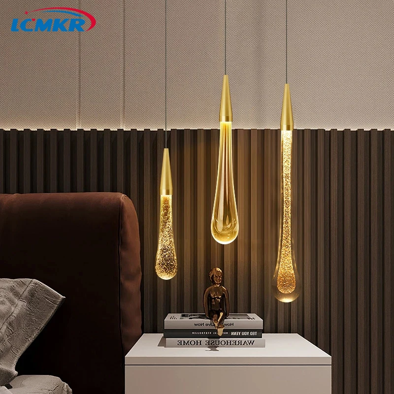 Ater drop led pendant lights bedroom dining room bar pendant stair lamp lustre fixtures thumb200
