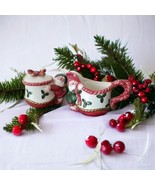 Vintage Fitz &amp; Floyd OLD WORLD Christmas Elf Cream &amp; Sugar Set 1989 Holiday - $19.75