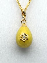 Yellow  Egg Pendant Necklace with crystals by Keren Kopal - $39.73