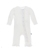 KICKEE PANTS GIRL&#39;S SOLID NATURAL CLASSIC  RUFFLE COVERALL WITH SNAPS - $25.20