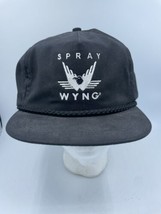 Vintage Spray Wyng Eagle Plane Flying USA Adjustable Black Trucker Hat C... - $22.24