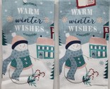 Set of 2 Same Printed Towels (14&quot;x24&quot;) CHRISTMAS,WARM WINTER WISHES &amp; SN... - £8.72 GBP