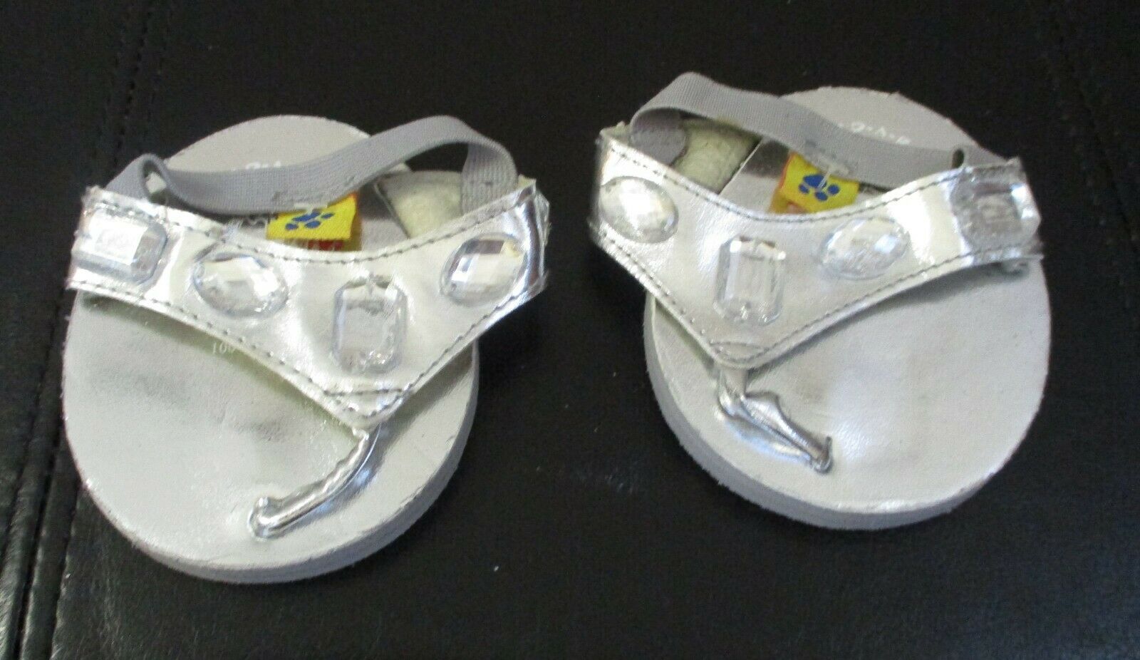 Build A Bear Workshop Silver Rhinestone Studded Flip Flops Sandals - $6.72