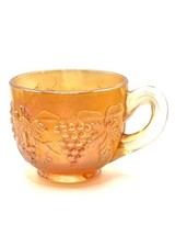 Vintage Carnival Glass Cup Iridescent Marigold Grape Vine Pattern - £37.84 GBP