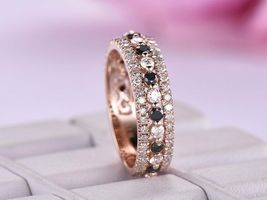 1.75Ct Round Cut Diamond Stackble Eternity Wedding Ring 14K Rose Gold Finish - £62.77 GBP