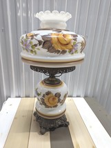 VTG 1960&#39;s Hurricane Lamp Shade Gone WithThe Wind  Hand Painted Yellow Rose Gift - £77.87 GBP