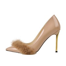 Onlymaker Women&#39;s Shoes Pointed Toe Black Nude 10CM Metal heel Thin Heels Pumps  - £85.67 GBP