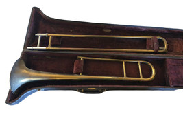 Antique Vintage Trombone Lyons Band Slide Brass w/ Case Chicago Band Jazz 1930s - £224.62 GBP