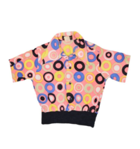 Vintage 70 Shirt Womens XS Polka Dot Circle Print 70s Disco Cropped Collared - £30.74 GBP