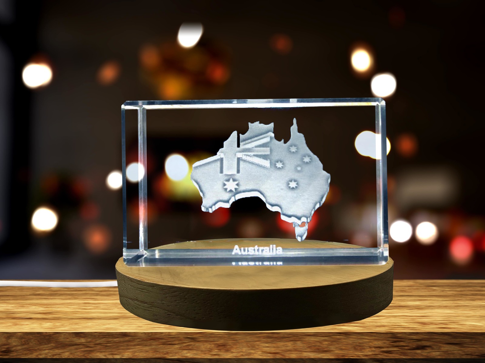 LED Base included | Australia 3D Engraved Crystal 3D Engraved Crystal Keepsake