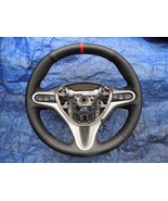 06-11 Honda Civic SI black leather wrapped steering wheel red stitch OEM - $199.99