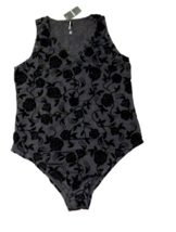 Torrid Plus Size 2X Black Mesh Floral Flocked Sleeveless Bodysuit, Snap ... - £23.51 GBP