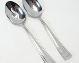 Oneida Flourish Serving Spoons 8 7/8&quot; Stainless Rope Edge Lot of 2 - $39.19